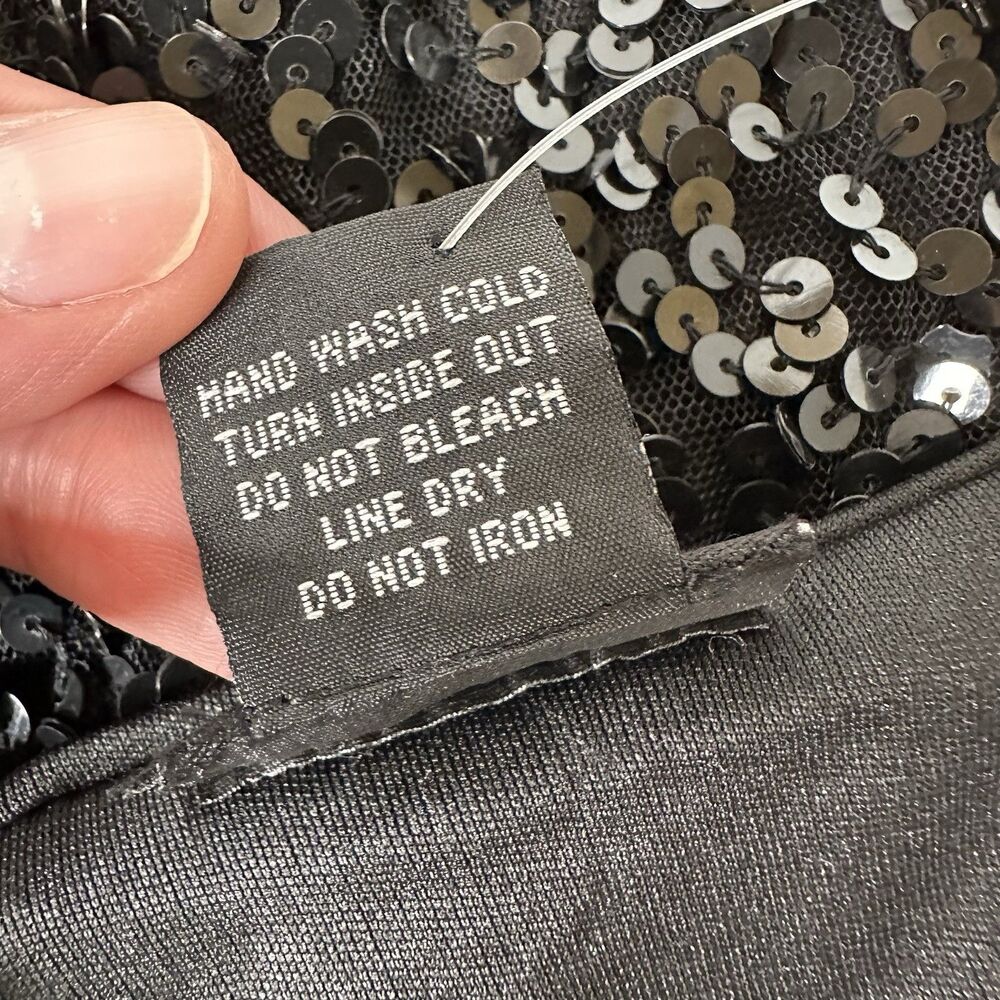 Rue 21 Black Sequin Mini Dress Lined LBD Cocktail Party Glam Event HOCO Sz L - Picture 6 of 14